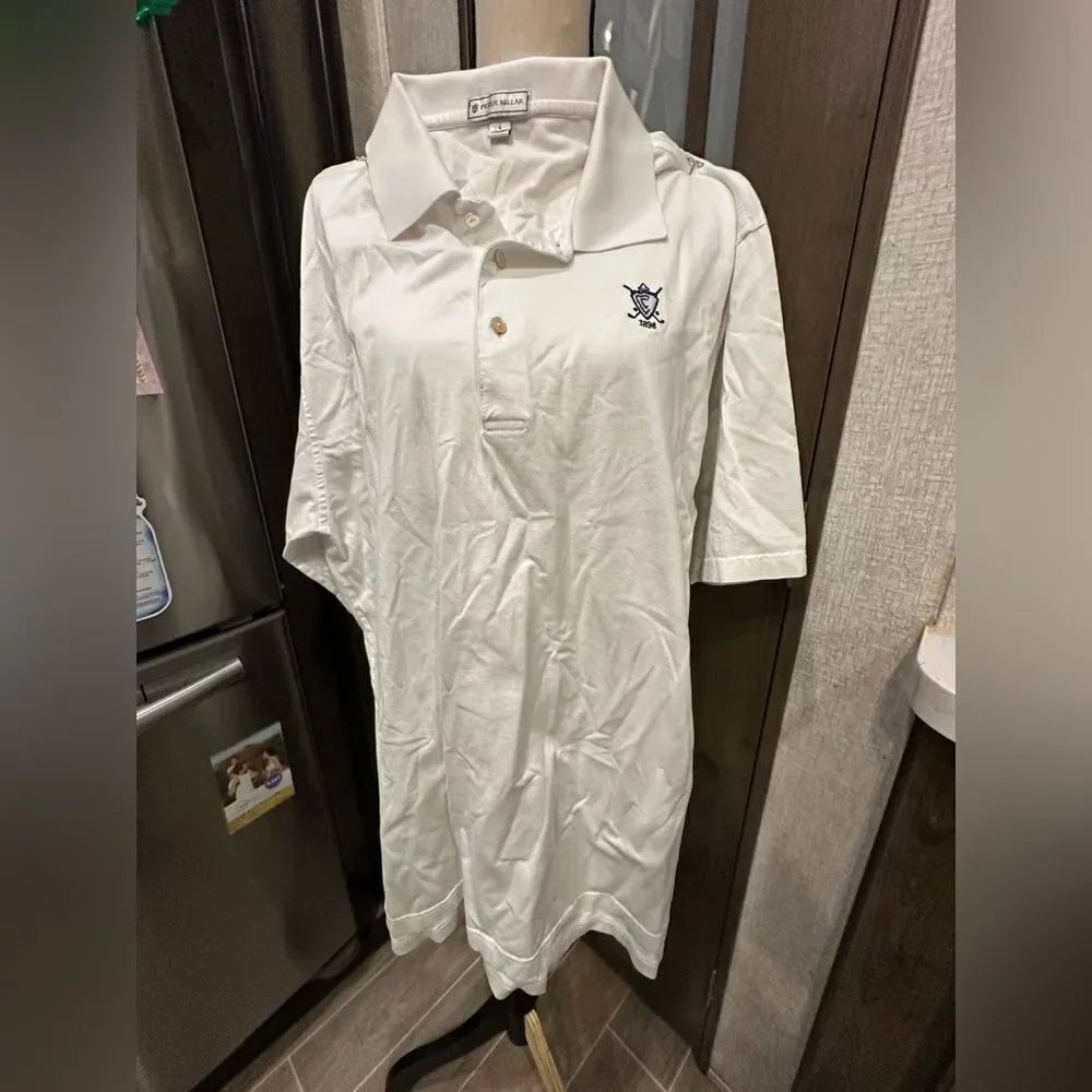 Peter Millar White Polo Shirt with Embroidered Logo